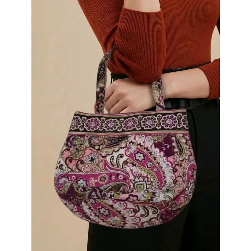 Vera Bradley Very Berry Paisley Large Tote Shoulder Bag Quilted Zip Floral Purse